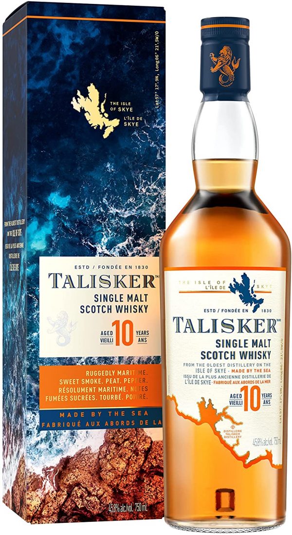 Talisker 10 Year Old Single Malt Scotch Whisky, 70 cl with Gift Box