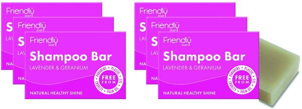 Friendly Soap Natural Shampoo Bar - Lavender & Geranium 95g (Pack of 6)