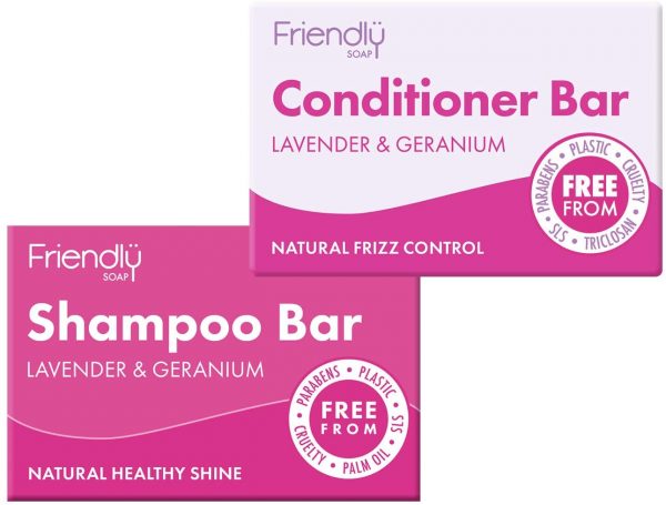 Friendly Soap Natural Lavender & Geranium Shampoo & Conditioner Bar Duo