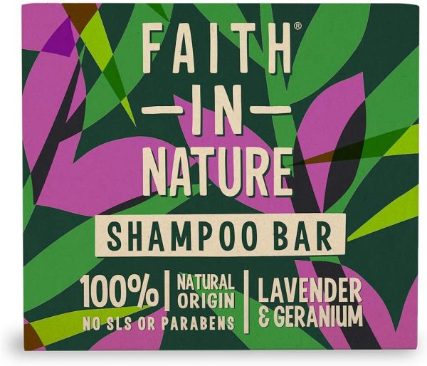 Faith In Nature Natural Lavender & Geranium Shampoo Bar, Nourishing, Vegan & Cruelty Free, No SLS or Parabens, For Normal to Dry Hair, 85g