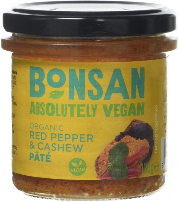 Bonsan Organic Vegan Cashew Bell Pepper Pate, 130g (Pack of 6)