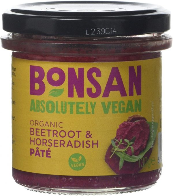 Bonsan Organic Vegan Beetroot Horseradish Pate, 130g x Pack of 6