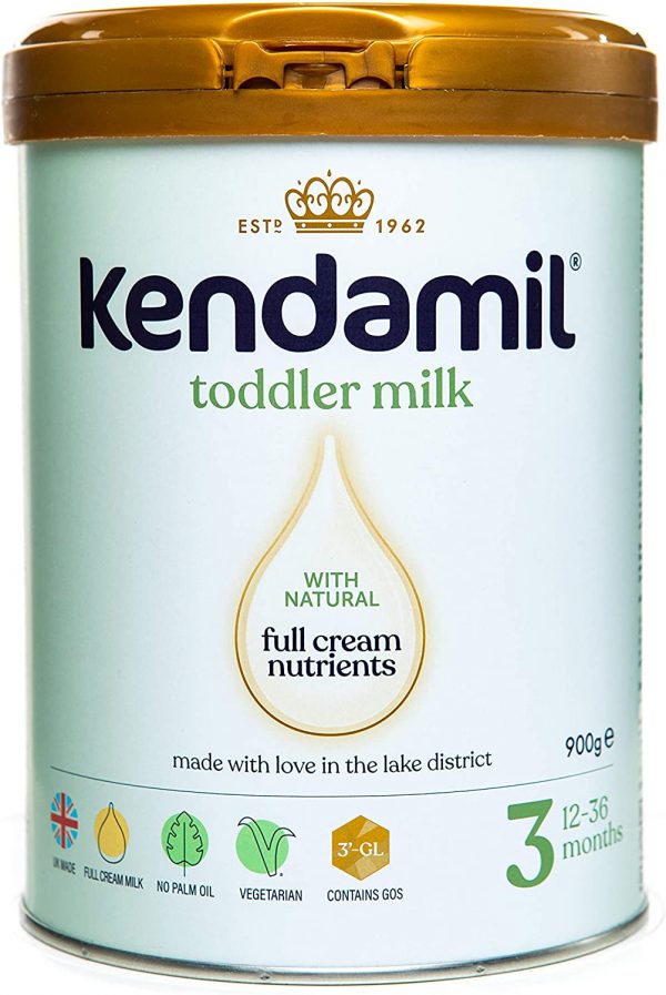 (6x900g) Kendamil Toddler Milk, Stage 3, 6-Pack – British Made, Whole Milk Formula, 12-36 Months – Vegetarian, No Palm Oil, No GMOs –with Omega 3 DHA, Omega 6 ARA and Prebiotics