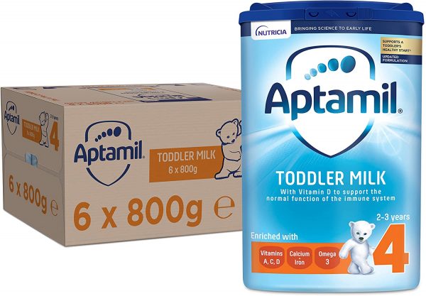 Aptamil 4 Toddler Baby Milk Powder Formula, 2-3 Years, 800g (Pack of 6)