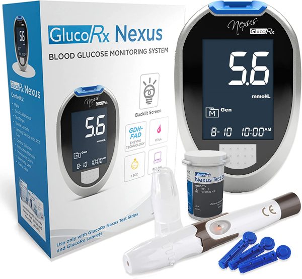 GlucoRx Nexus Blood Glucose Monitoring System Kit (Eligible for VAT relief in the UK)