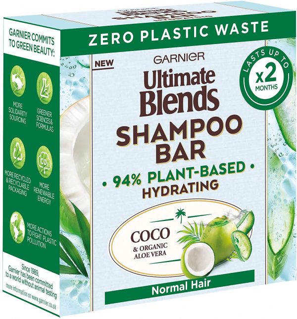 Garnier Ultimate Blends Coconut Hydrating Shampoo Bar with Aloe Vera for Normal Hair, 60g