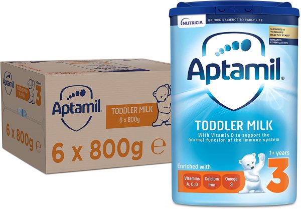 Aptamil 3 Toddler Baby Milk Powder Formula, 1-2 Years, 800g (Pack of 6)