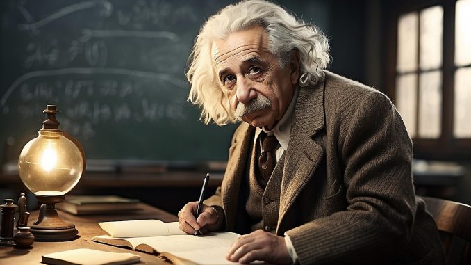 Einstein writing on a table. Bet he used design of experiments.