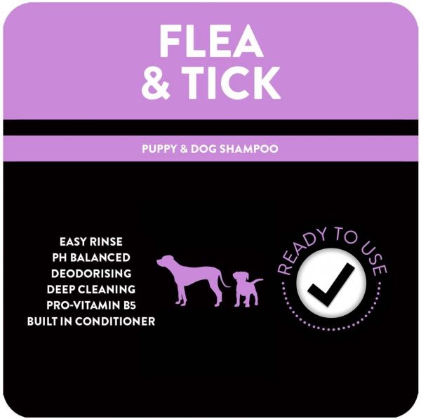 Animology Flea and Tick Shampoo For Puppies and Dogs | Medicated Tea Tree Scent | Built In Conditioner | Added Pro-Vitamin B5 | PH Balanced | Soothes...