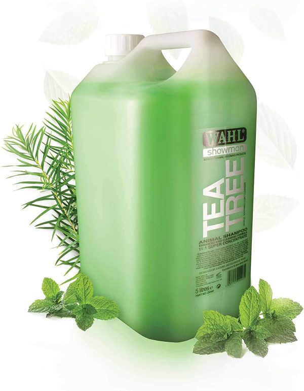 Wahl Tea Tree Shampoo, Dog Shampoo, Shampoo for Pets, Natural Pet Friendly Formula, For Thick and Sensitive Pet Coats, Concentrate 11:1, Remove Dirt and Odours, 5L