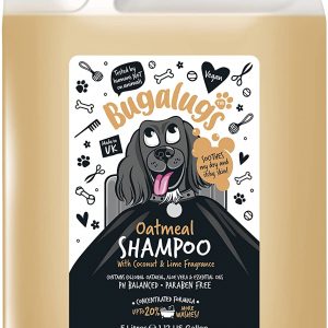 BUGALUGS Oatmeal & Aloe Vera Dog Shampoo 5 Litre dog grooming shampoo products for smelly dogs with fragrance, best oatmeal puppy shampoo, professional...