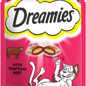 Dreamies Cat Treats, Tasty Snacks with tempting beef, 8 pouches of 60 g
