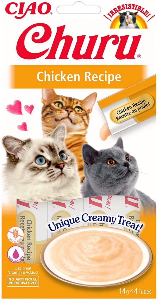 INABA Churu Sticks - Lickable Cat Treats To Feed From Hand - Delicious And Healthy Snack for Cats - Chicken Orange