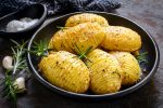 Roasted hasselback potatoes with garlic, rosemary and sea salt.