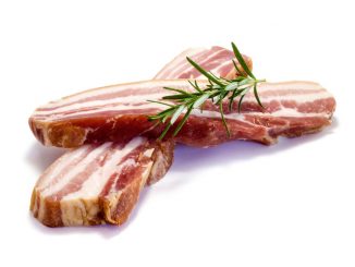 Raw pork belly isolated on white background