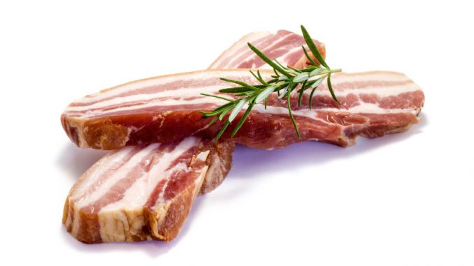 Raw pork belly isolated on white background