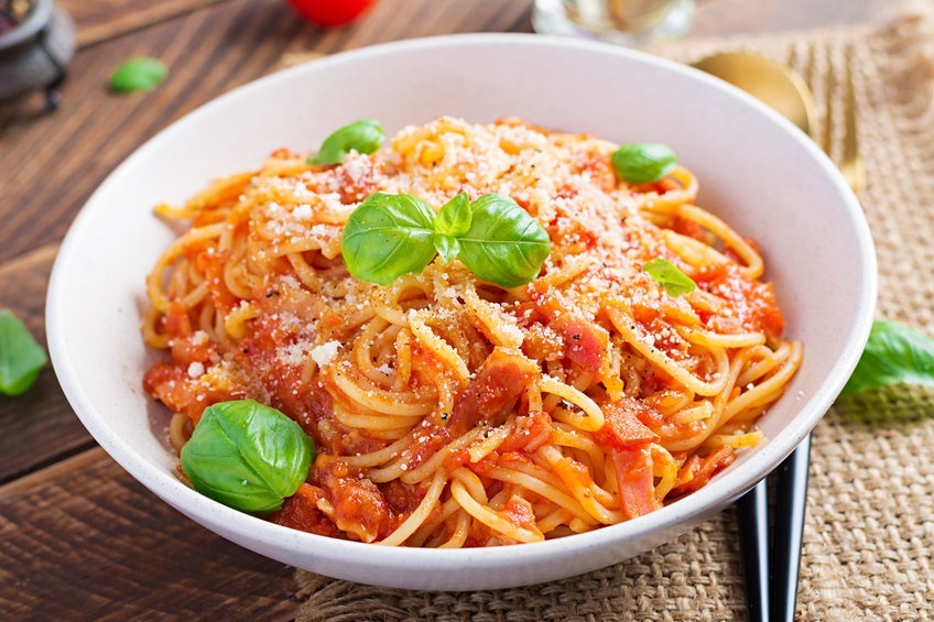 Spaghetti alla Amatriciana with Guanciale, Tomatoes and Pecorino ...