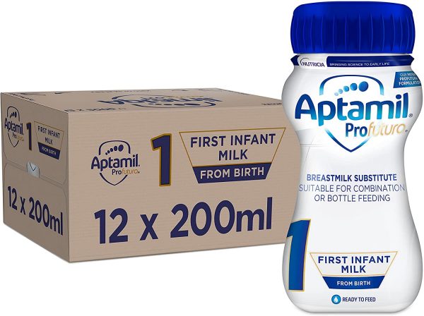 Aptamil Profutura 1 First Infant Baby Milk Ready to Use Liquid Formula, from Birth, 200ml (Pack of 12)