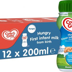 Cow & Gate Hungry Baby Milk Ready to Use Liquid Formula, from Birth, 200ml (Pack of 12)