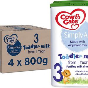 Cow & Gate Simply A2 3 Toddler Baby Milk Powder Formula, from 1 year, 800g (Pack of 4)