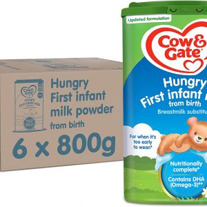 Cow & Gate Hungry Baby Milk Powder Formula, from Birth, 800g (Pack of 6)