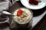 Dairy foods drive medical nutrition - a ramekin of yogurt with strawberries.