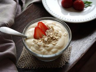 Dairy foods drive medical nutrition - a ramekin of yogurt with strawberries.