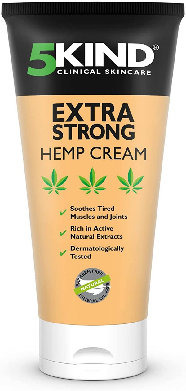 Extra Strong Hemp Joint & Muscle Active Relief Cream- High Strength Hemp Oil Formula Rich in Natural Extracts by 5kind. Soothe Feet, Knees, Back,...