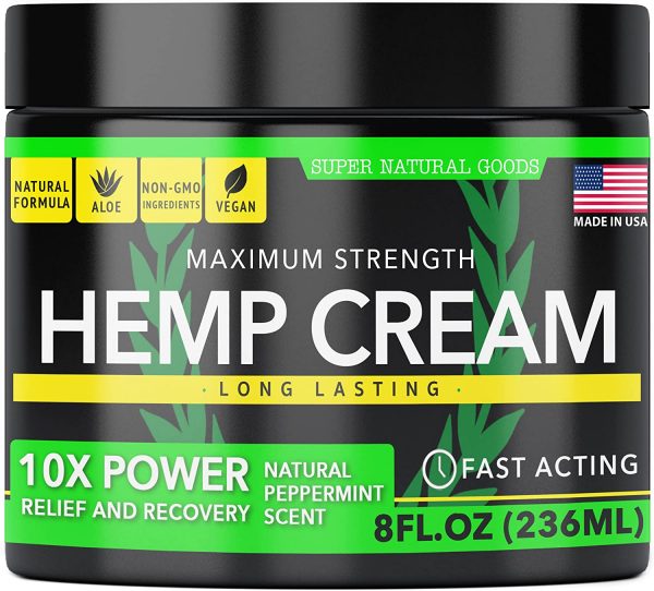 Hemp Cream - Made in USA - 8 Ounce - with Arnica & Hemp Extract - Hemp Oil Cream - Skin, Back, Muscles & Shoulder