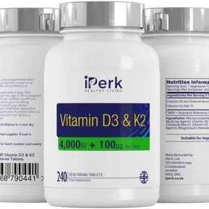 Vitamin D3 4000iu & Vitamin K2 | Vegetarian Tablets | 240 High Strength Tablets for Bone Strength, Immune Support , Non GMO
