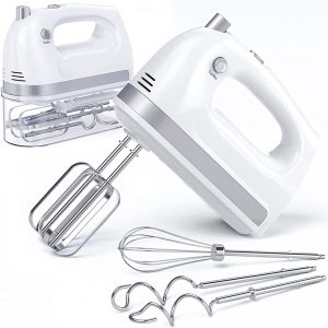 Hand Mixer Electric, 5 Speed Hand Mixer with Turbo Button, Easy Eject Button, 300W, Storage Box and 5 Accessories (Beaters, Dough Hooks, and Whisk), for...