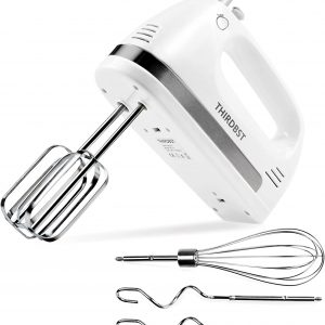 THIRDBST Hand Mixer, 450W Electric Whisk with 5 Speed and Turbo Button, Power Handheld Mixer Egg Food Beater with Easy Eject Button, 5 Stainless Steel...