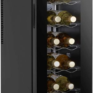 Baridi 12 Bottle Wine Cooler with Digital Touch Screen Controls & LED Light, Black - DH73