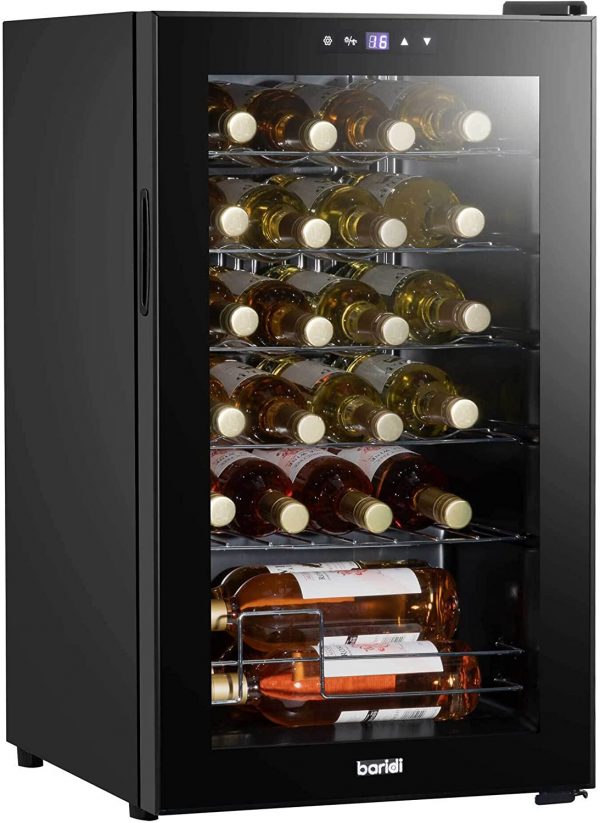 Baridi 24 Bottle Wine Cooler Fridge with Digital Touch Screen Controls & LED Light, Black - DH9