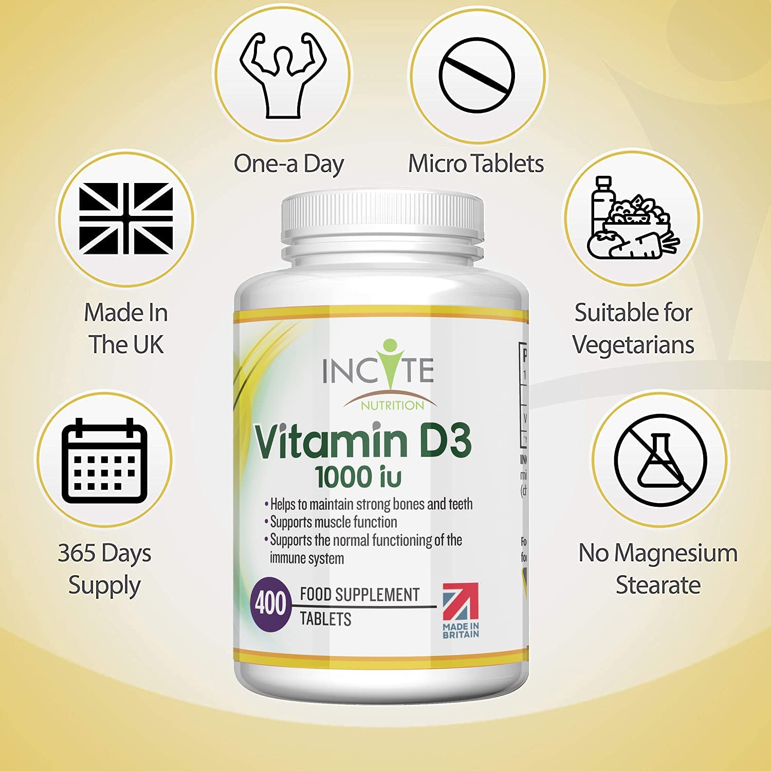 Vitamin D 1000iu - 400 Premium Vitamin D3 Easy-Swallow Micro Tablets - One a Day High Strength Cholecalciferol VIT D3 - Vegetarian Supplement - Made in The...