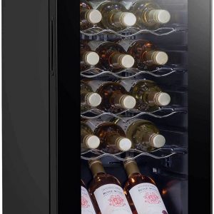 Baridi 18 Bottle Wine Cooler Fridge with Digital Touch Screen Controls & LED Light, Black - DH6