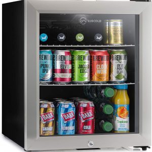 Subcold Super50 LED – Mini Fridge | 50L Beer, Wine & Drinks Fridge | LED Light + Lock and Key | Energy Efficient (Stainless Steel)