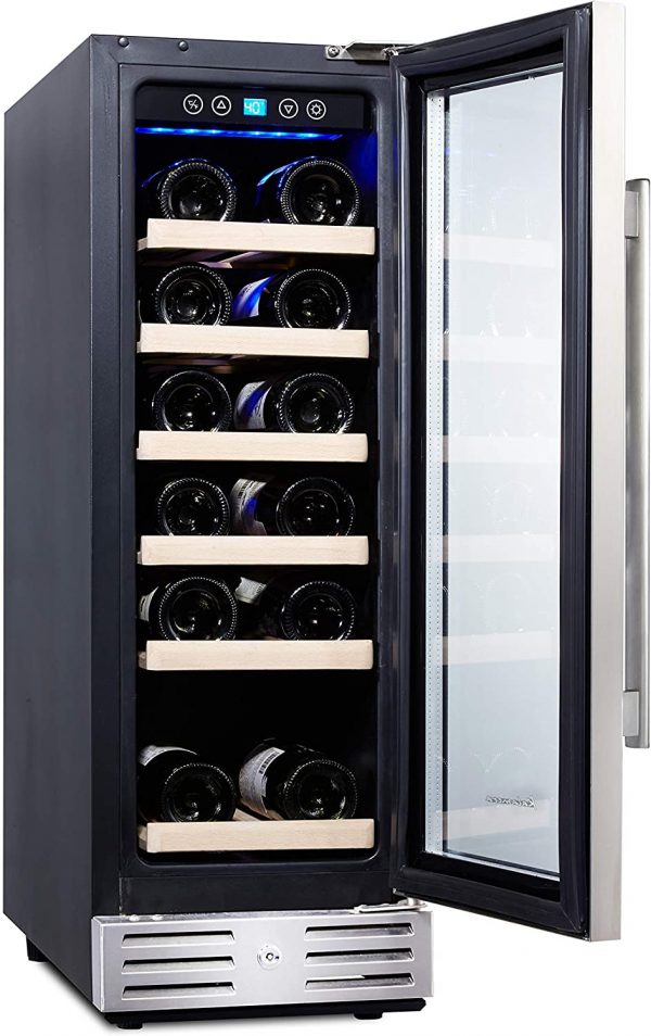 Kalamera 30cm Wine fridge19 Bottle 70L Freestanding Undercounter Cooler Cabinet built in stainless steel [Energy Class G]