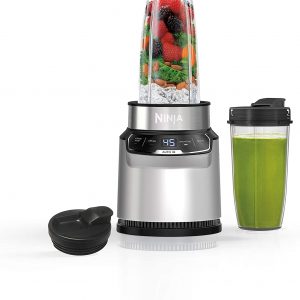 Ninja BN401 Nutri Pro Compact Personal Blender, Auto-iQ Technology, 1100-Peak-Watts, for Frozen Drinks, Smoothies, Sauces & More, with (2) 24-oz. To-Go...