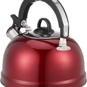 Hemoton 1. 2L Tea Kettle Whistling Kettle Stainless Steel Whistling Spout Anti Hot Handle Tea Pots for Stove Top Red