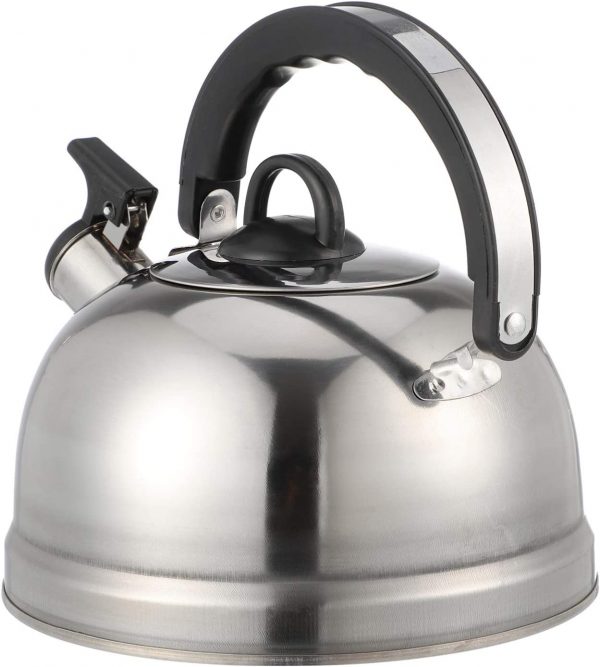 Hemoton 1. 2L Tea Kettle Whistling Kettle Stainless Steel Whistling Spout Anti Hot Handle Tea Pots for Stove Top Silver