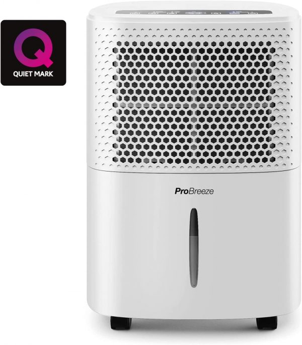 Pro Breeze 12L/Day Dehumidifier with Digital Humidity Display, Sleep Mode, Continuous Drainage and 24 Hour Timer - Ideal for Damp, Condensation and Laundry...