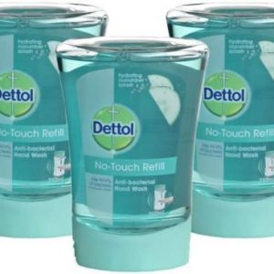 3x Dettol No Touch Refill Anti Bacterial Hand Wash Kills 99.9% Bacteria 250ml (3x Hydrating Cucumber Splash)