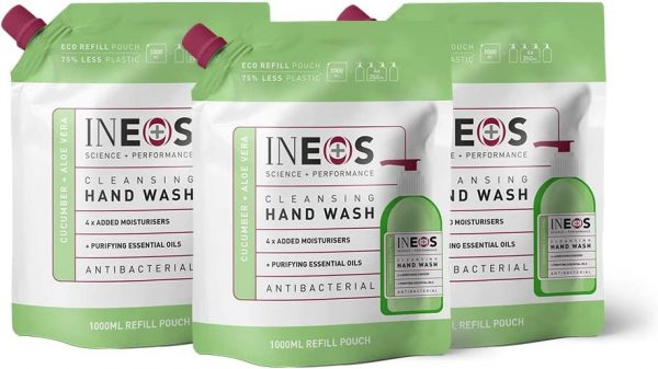 INEOS Hygienics Protective Hand Wash Refill with Sea Minerals 1000ml X3, Blue