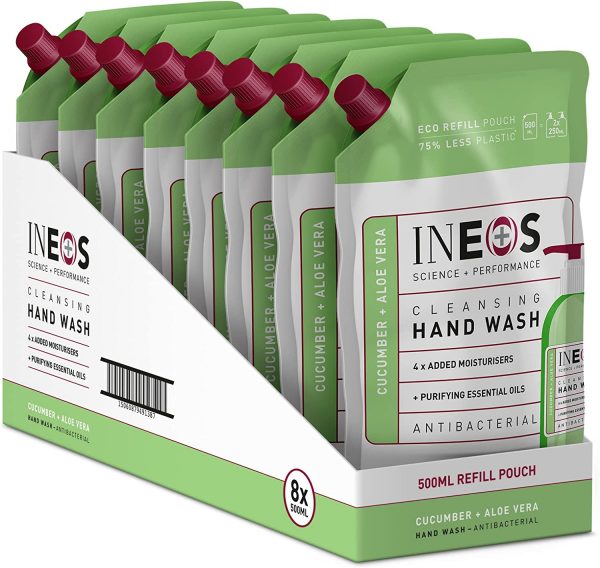 INEOS Hygienics Cleansing Hand Wash Cucumber & Aloe 500ml, Green