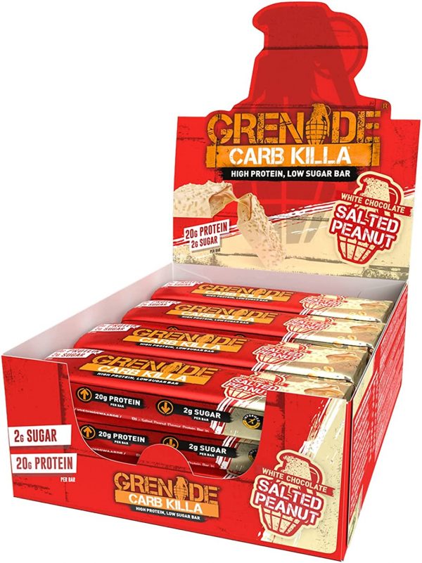 Grenade Carb Killa High Protein and Low Carb Bar, 12 X 60 g - White Chocolate Salted Peanut