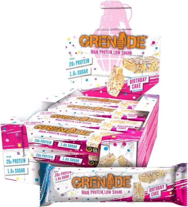 Grenade Carb Killa High Protein and Low Carb Bar, 12 x 60 g - Birthday Cake
