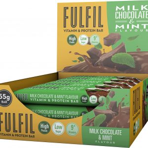 FULFIL Vitamin and Protein Bar (15 x 55g Bars) — Milk Chocolate & Mint Flavour — 20g High Protein, 9 Vitamins, Low Sugar