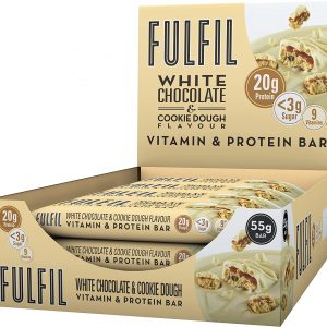 FULFIL Vitamin and Protein Bar (15 x 55g Bars) — White Chocolate & Cookie Dough Flavour — 20g High Protein, 9 Vitamins, Low Sugar