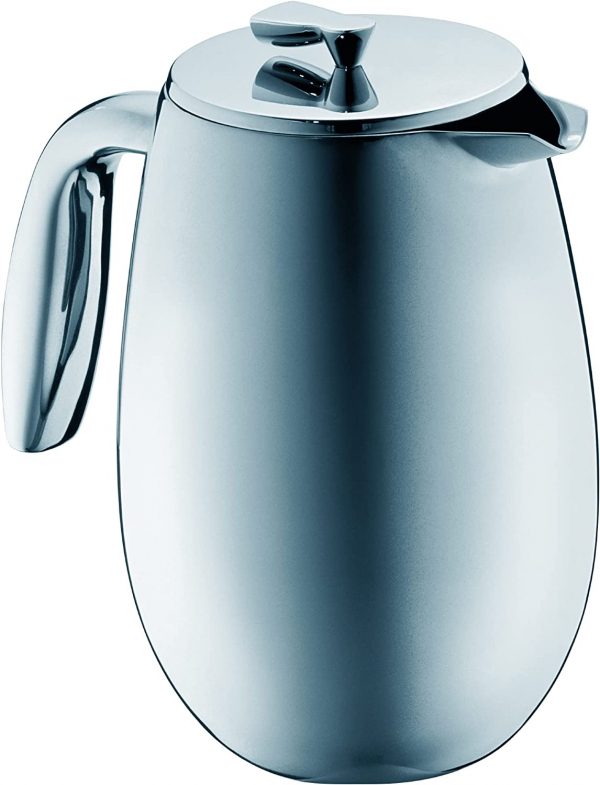 Bodum 1308-57 Columbia 8 Cup Double Wall French Press Coffee Maker, Stainless Steel, 1 Liter, 12 Ounce